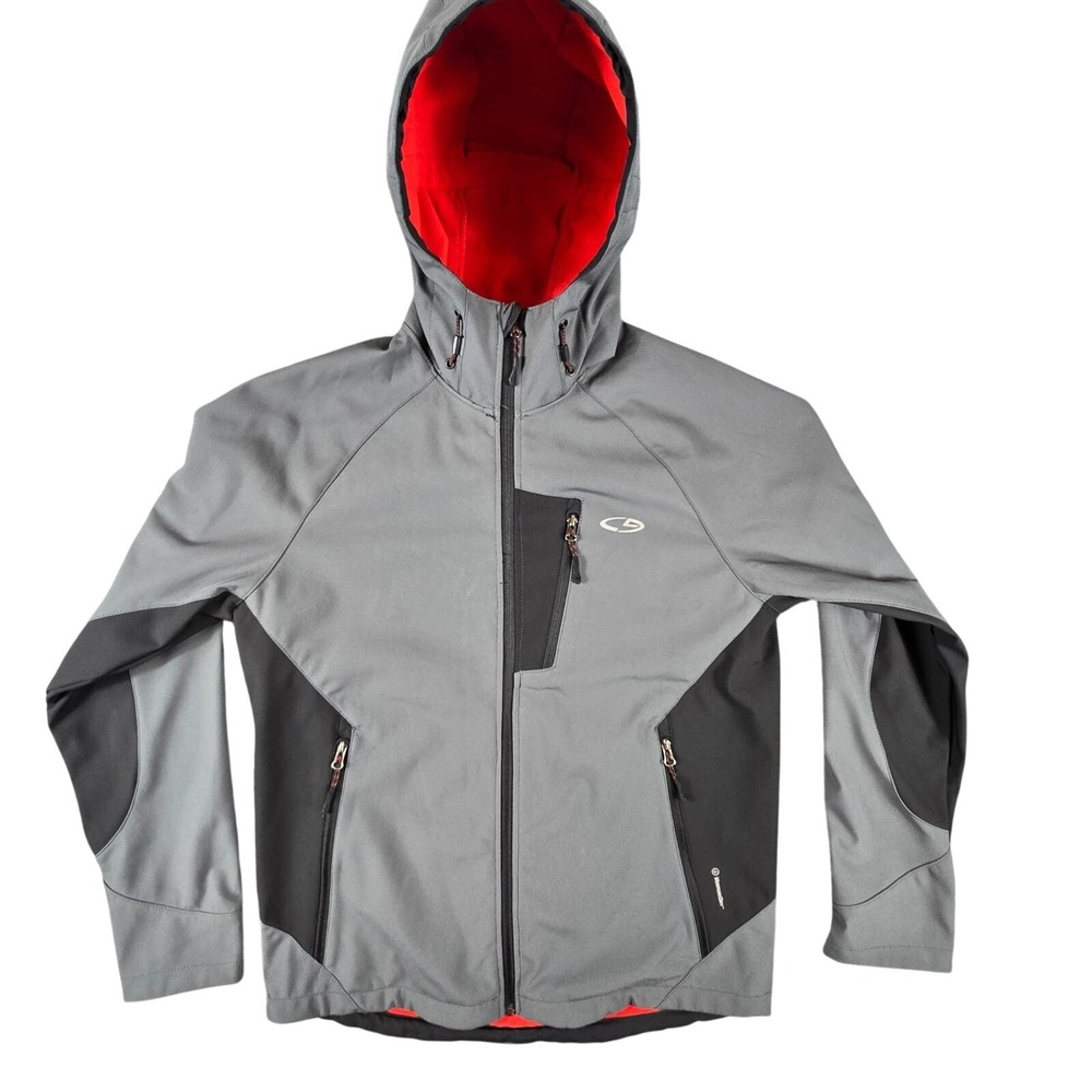 C9 Champion VentureDry Softshell Jacket Mens Medium Grey Black Red Hooded Fleece